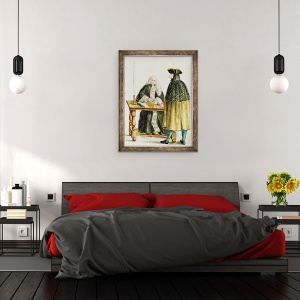 Tablou inramat - Jan van Grevenbroeck - Un magistrat de joc carti cu un om mascat, 70 x 90 cm - Img 3