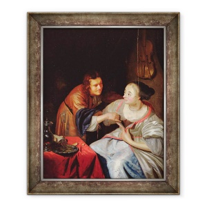 Tablou inramat - Jan van Mieris - Scena galanta, 50 x 60 cm