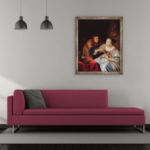 Tablou inramat - Jan van Mieris - Scena galanta, 50 x 60 cm - Img 2