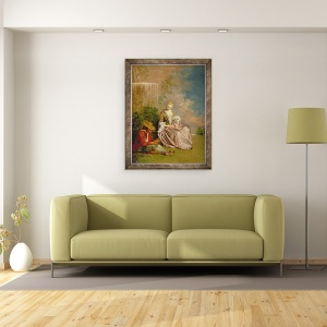 Tablou inramat - Jean Antoine Watteau - Iubitul timid, 60 x 80 cm - Img 2