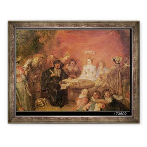 Tablou inramat - Jean Antoine Watteau - Masa miresei si mirelui, detaliu din contractul de casatorie, 60 x 80 cm
