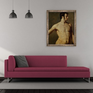 Tablou inramat - Jean Auguste Dominique Ingres - Torsul masculin, 50 x 60 cm - Img 2