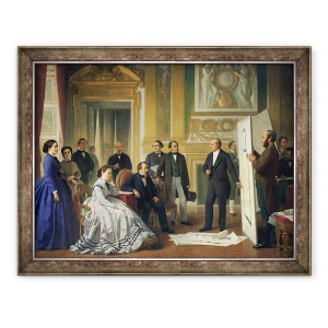 Tablou inramat - Jean Baptiste Ange Tissier - Louis Visconti 1791-1853 Prezentarea noilor planuri pentru Luvru lui Napoleon al III-lea 1808-73 1853, 70 x 90 cm
