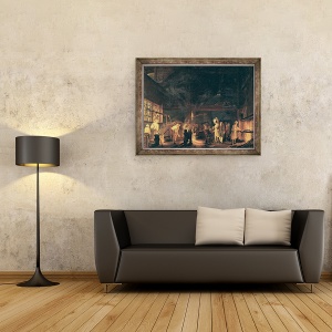 Tablou inramat - Jean Baptiste Bernard Coclers - Interiorul unei forje, 60 x 80 cm - Img 2