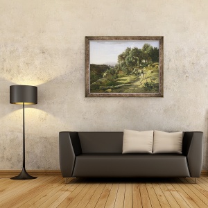 Tablou inramat - Jean Baptiste Camille Corot - Vedere langa Volterra, 60 x 80 cm - Img 2