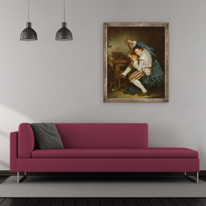Tablou inramat - Jean Baptiste Greuze - Chitaristul, 50 x 60 cm - Img 2