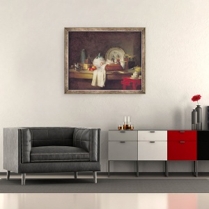 Tablou inramat - Jean-Baptiste Simeon Chardin - Mizeria ofiterilor sau ramasitele unui pranz, 50 x 60 cm - Img 2