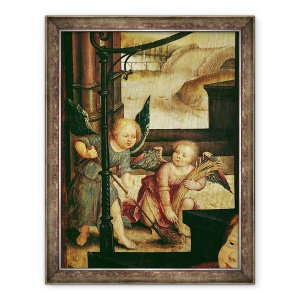 Tablou inramat - Jean Bellegambe the Elder - Triptic al Adoratiei Copilului, detaliu al doi ingeri maturand din panoul din dreapta, 70 x 90 cm