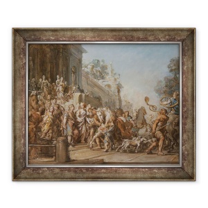 Tablou inramat - Jean Bernard Restout - Plecarea lui Dido si Aeneas pentru vanatoare, 50 x 60 cm
