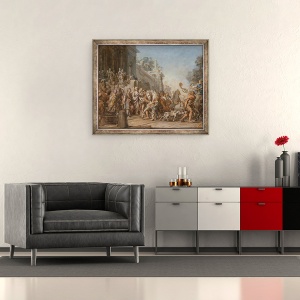 Tablou inramat - Jean Bernard Restout - Plecarea lui Dido si Aeneas pentru vanatoare, 50 x 60 cm - Img 2