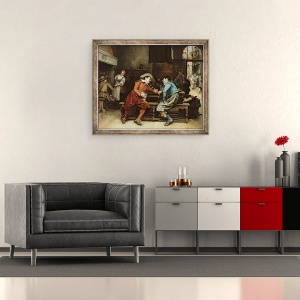 Tablou inramat - Jean Charles Meissonier - Doi barbati care vorbesc intr-o taverna, 70 x 85 cm - Img 2