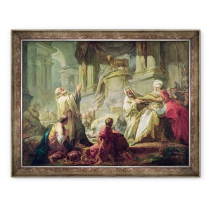 Tablou inramat - Jean-Honore Fragonard - Ieroboam Sacrificand vitelului de Aur, 70 x 90 cm
