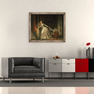 Tablou inramat - Jean-Honore Fragonard - Sarutul furat, 50 x 60 cm - Img 2