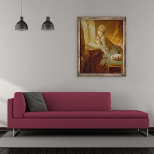 Tablou inramat - Jean-Honore Fragonard - Scrisoarea de dragoste, 50 x 60 cm - Img 2