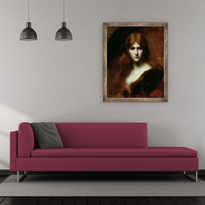 Tablou inramat - Jean-Jacques Henner - Portret De O Femeie, 70 x 85 cm - Img 2