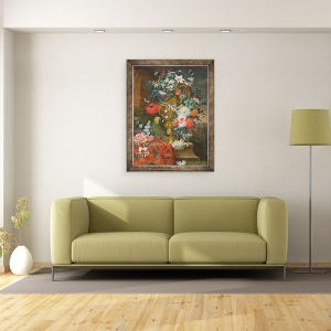 Tablou inramat - Jean Picart - Buchet de flori si papagal, 60 x 80 cm - Img 2