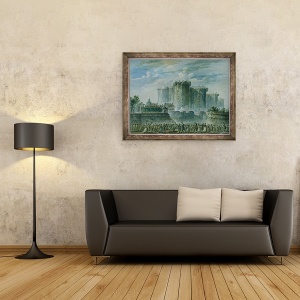 Tablou inramat - Jean-Pierre Houel - Distrugerea Bastiliei, 60 x 80 cm - Img 2