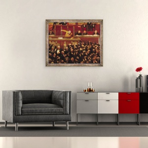 Tablou inramat - Jean Veber - Jean Jaures 1859-1914 Vorbind la Tribuna Camerei Deputatilor, 70 x 85 cm - Img 2