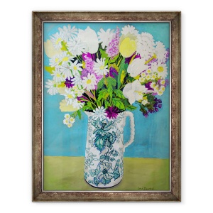 Tablou inramat - Joan Thewsey - Flori in ulcior, decor turcoaz, 2011, 60 x 80 cm
