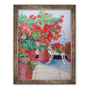 Tablou inramat - Joan Thewsey - Geraniums si petunii pe terasa, 2011, 70 x 90 cm