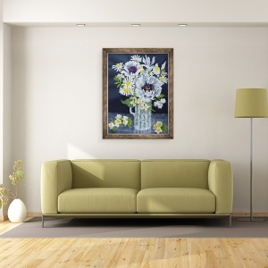 Tablou inramat - Joan Thewsey - Maci albi, Marguerite si Philadelphus, 70 x 90 cm - Img 2