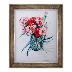 Tablou inramat - Joan Thewsey - Roz si Red Cottage Pinks 2004, 50 x 60 cm