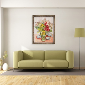 Tablou inramat - Joan Thewsey - Trandafiri, crini si scoici, 2008, 70 x 90 cm - Img 2