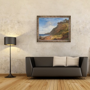 Tablou inramat - Johan Thomas Lundbye - O coasta daneza. Vedere din Kitnæs de fiordul Roskilde, 70 x 90 cm - Img 2