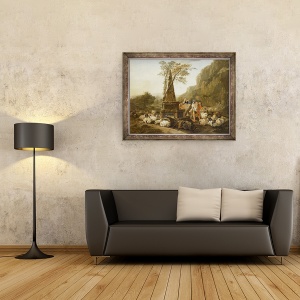 Tablou inramat - Johann Heinrich Roos - intalnirea lui Iacov si a lui Rachel la fantana, 60 x 80 cm - Img 2