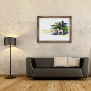 Tablou inramat - John Keeling - Doua caprioare, 2014, 60 x 80 cm - Img 2