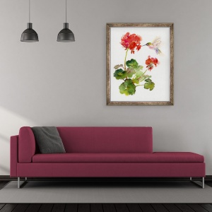 Tablou inramat - John Keeling - Hummingbird cu Geranium, 2015, 50 x 60 cm - Img 2