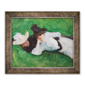 Tablou inramat - John Singer Sargent - Doua fete pe o peluza, 50 x 60 cm
