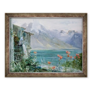 Tablou inramat - John William Inchbold - Ferritet, Lake Geneva, 70 x 90 cm