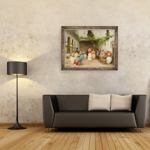 Tablou inramat - Jose Ruiz Blasco - Adunarea in jurul dansatorului spaniol din Sevilla, 60 x 80 cm - Img 2