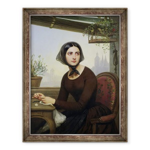 Tablou inramat - Joseph Desire Court - Rigolette incearca sa-si distraga atentia in timpul absentei lui Germain, 60 x 80 cm