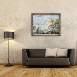 Tablou inramat - Joseph Mallord William Turner - Clare Hall si West End al Capelei Colegiului Kings, Cambridge, de pe malurile raului Cam, 60 x 80 cm - Img 2