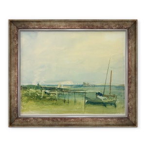 Tablou inramat - Joseph Mallord William Turner - Coasta Scene cu White Stanci si barci pe mal, 70 x 85 cm