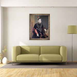 Tablou inramat - Juan Pantoja de la Cruz - Elisabeta de Valois, 70 x 90 cm - Img 2