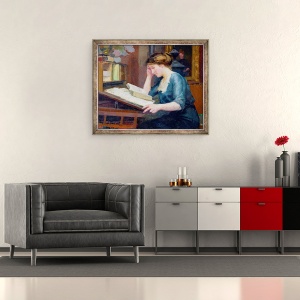 Tablou inramat - Jules Ernest Renoux - Citire, 70 x 85 cm - Img 2