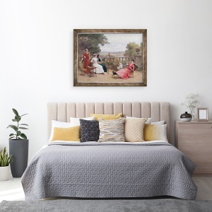 Tablou inramat - Jules Frederic Ballavoine - Pictura pe terasa, 70 x 90 cm - Img 3