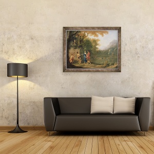 Tablou inramat - Laurent de La Hyre - Pastorii Arcadieni, 70 x 90 cm - Img 2