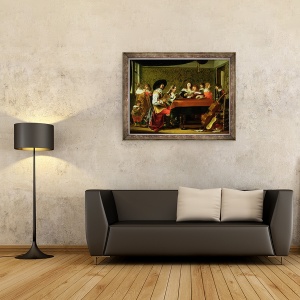 Tablou inramat - Laurentius de Neter - Interior cu muzicieni si cantareti, 60 x 80 cm - Img 2