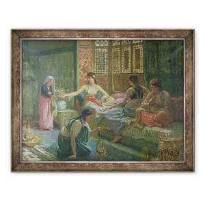 Tablou inramat - Leon-Auguste-Adolphe Belly - Interiorul unui harem, 60 x 80 cm