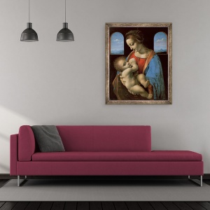 Tablou inramat - Leonardo da Vinci - Litta Madonna, 70 x 85 cm - Img 2