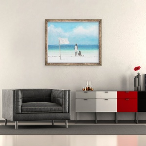 Tablou inramat - Lincoln Seligman - Baieti pe plaja, 70 x 85 cm - Img 2