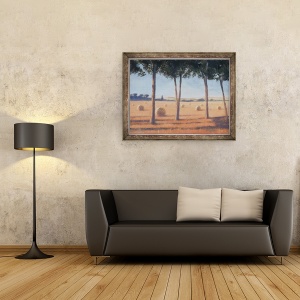 Tablou inramat - Lincoln Seligman - Baloti de fan si pini, Pienza, 60 x 80 cm - Img 2