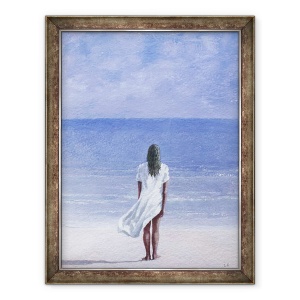 Tablou inramat - Lincoln Seligman - Fata pe plaja, 60 x 80 cm