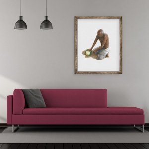 Tablou inramat - Lincoln Seligman - Omul de cocos, 50 x 60 cm - Img 2