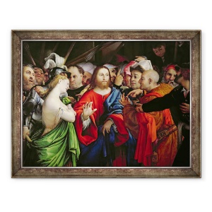Tablou inramat - Lorenzo Lotto - Hristos si Adultera, 70 x 90 cm