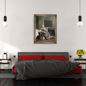 Tablou inramat - Louis Aubert - Lectia de lectura, 70 x 90 cm - Img 3